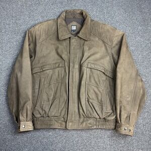 Greg Bell Mens Leather Bomber Aviator Jacket Sz XL‎ Brown Vintage Style Coat 90s